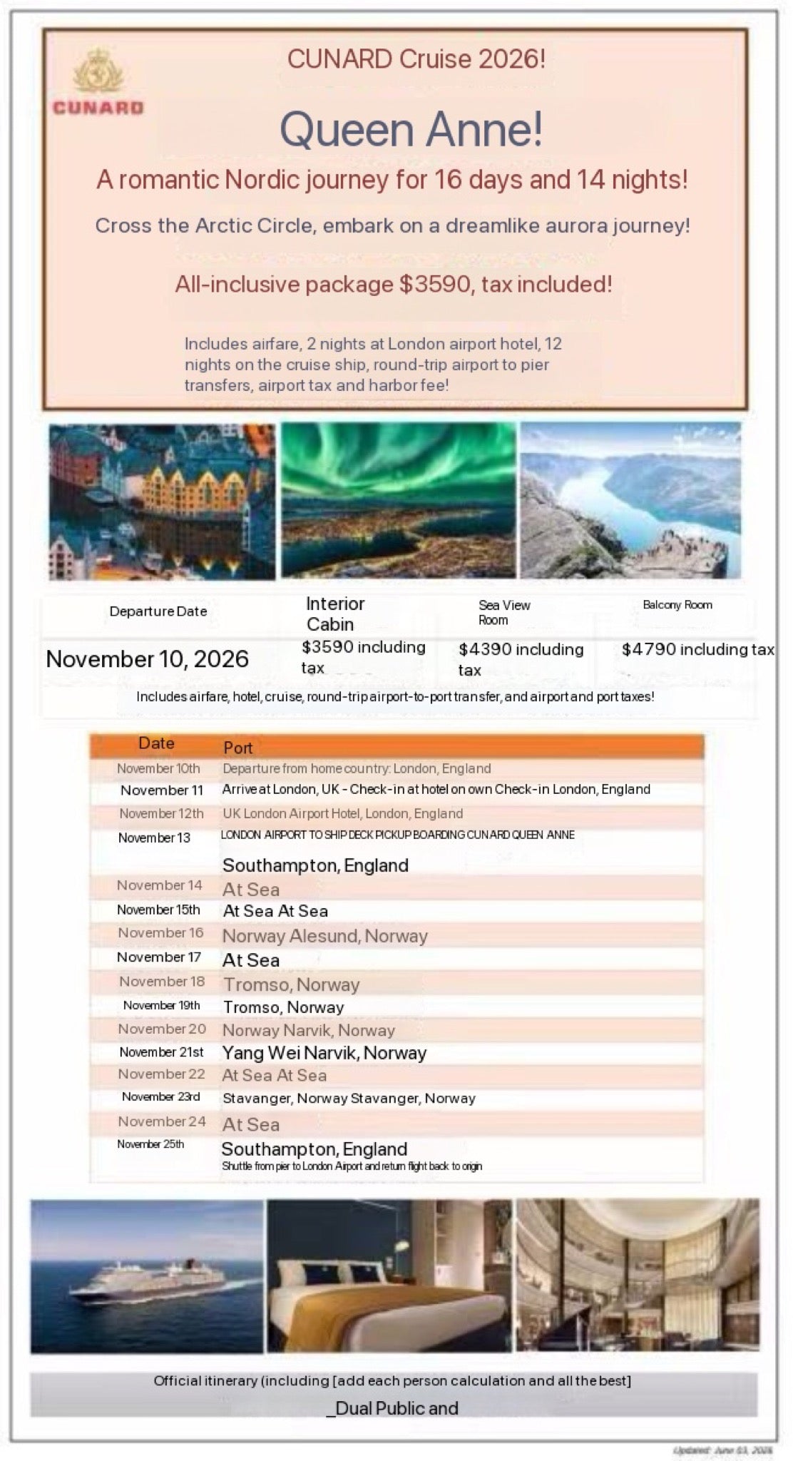 Special cruise - Cunard Queen Anne